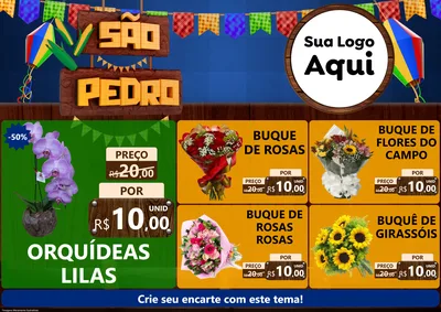 Modelo de Encarte para Encarte A4 Horizontal com o tema São Pedro para Floricultura e jardim