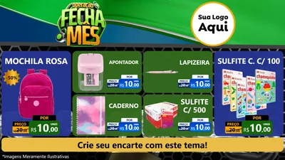 Modelo de TV para TV Horizontal com o tema Operação Fecha Mês para Papelaria