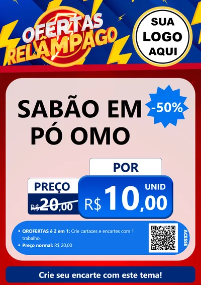 Modelo de Cartaz para Cartaz A4 Vertical com o tema Ofertas Relâmpago para Produtos de Limpeza