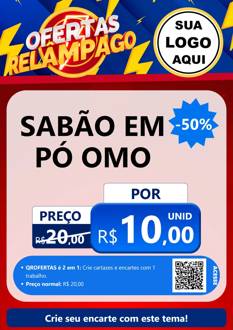 Modelo de Cartaz para Cartaz A4 Vertical com o tema Ofertas Relâmpago para Produtos de Limpeza