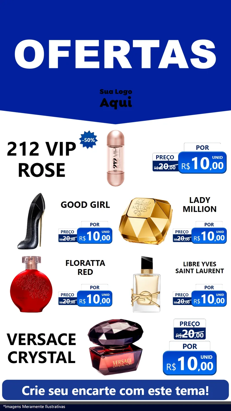 Modelo de TV para TV Vertical com o tema Ofertas Azul Cartaz para Perfumes