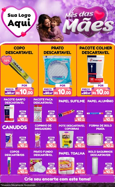 Modelo de Encarte para Encarte Grande com o tema Mês das Mães para Embalagens