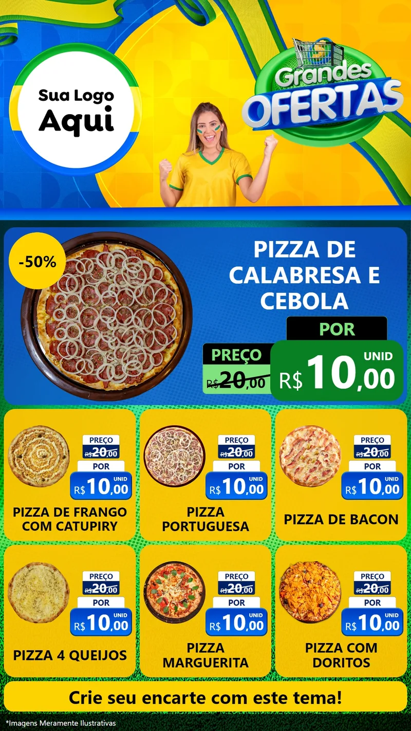Modelo de Rede Social para Stories com o tema Grandes Ofertas para Pizzaria