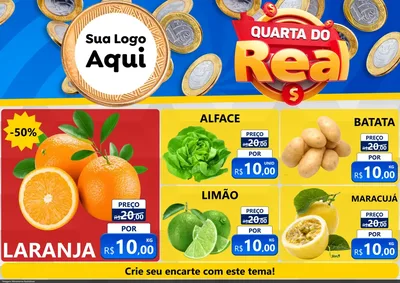 Modelo de Encarte para Encarte A4 Horizontal com o tema Quarta do Real para Hortifrúti