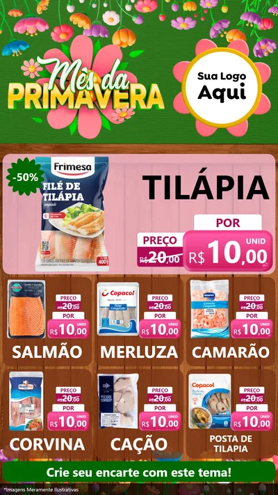 Modelo de Rede Social para Stories com o tema Mês da Primavera para Peixaria