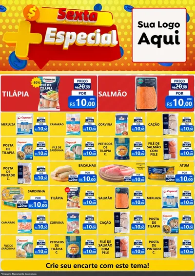 Modelo de Encarte para Encarte A4 Vertical com o tema Sexta Mais Especial para Peixaria