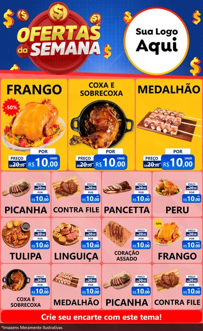 Modelo de Encarte para Encarte Grande com o tema Ofertas Da Semana para Assados