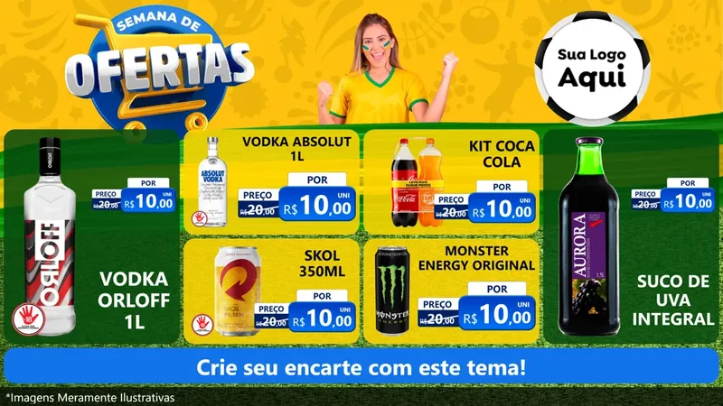 Modelo de TV para TV Horizontal com o tema Semana de Ofertas - Copa para Distribuidora de bebidas