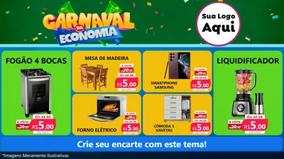 Modelo de TV para TV Horizontal com o tema Carnaval da Economia para Móveis e Eletro