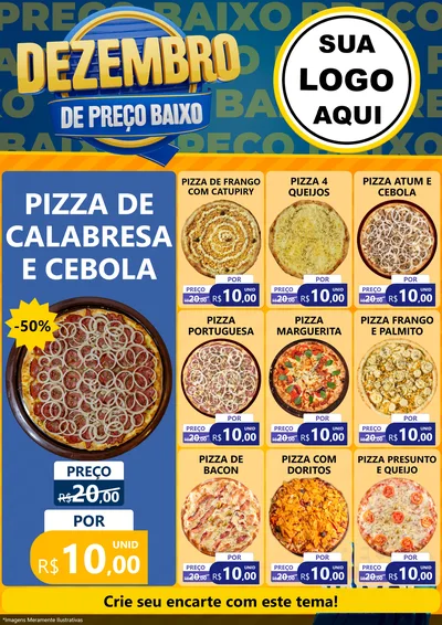 Modelo de Encarte para Encarte A4 Vertical com o tema Dezembro de Preço Baixo para Pizzaria