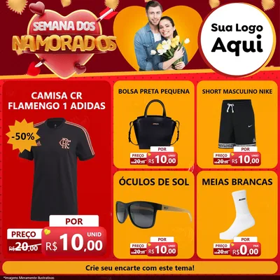 Modelo de Rede Social para Feed Facebook com o tema Semana dos Namorados para Roupas e acessórios