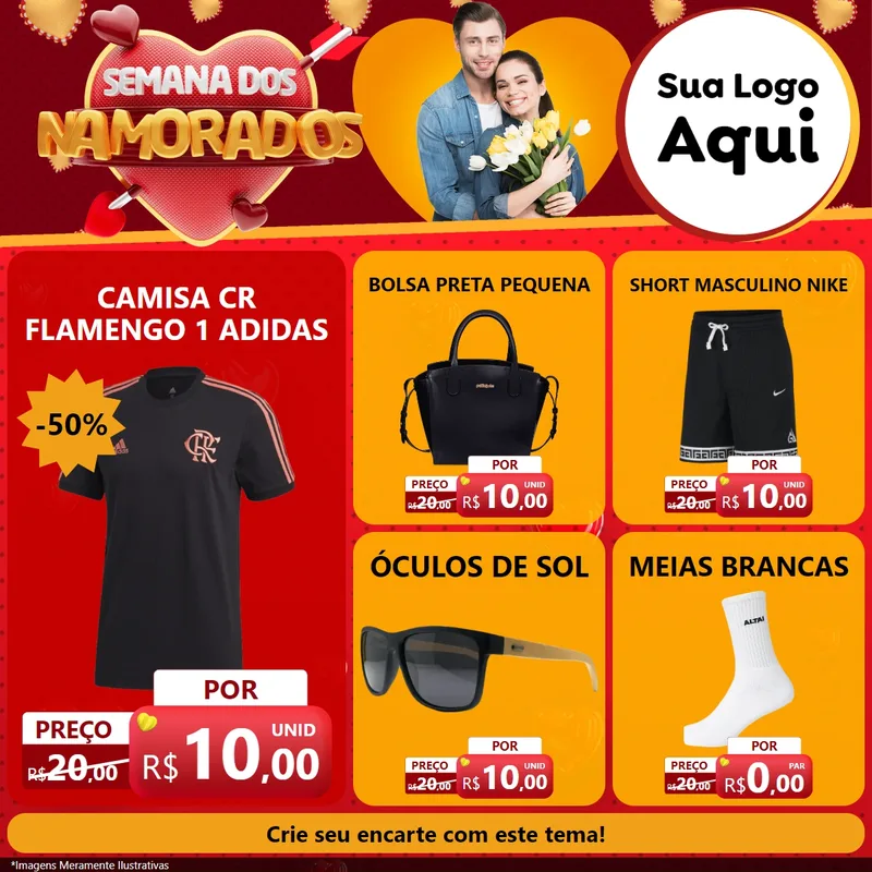 Modelo de Rede Social para Feed Facebook com o tema Semana dos Namorados para Roupas e acessórios