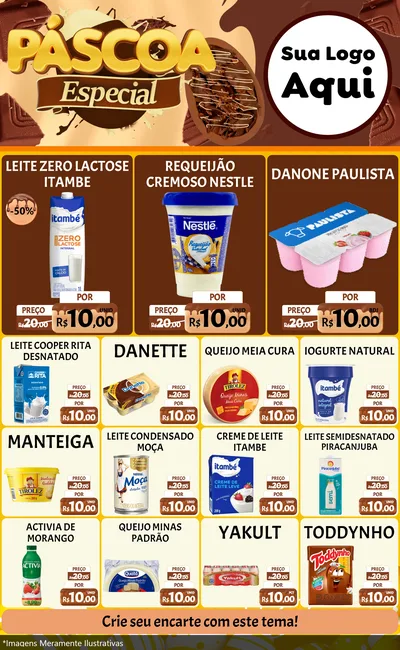 Modelo de Encarte para Encarte Grande com o tema Páscoa Especial para Frios e Laticínios