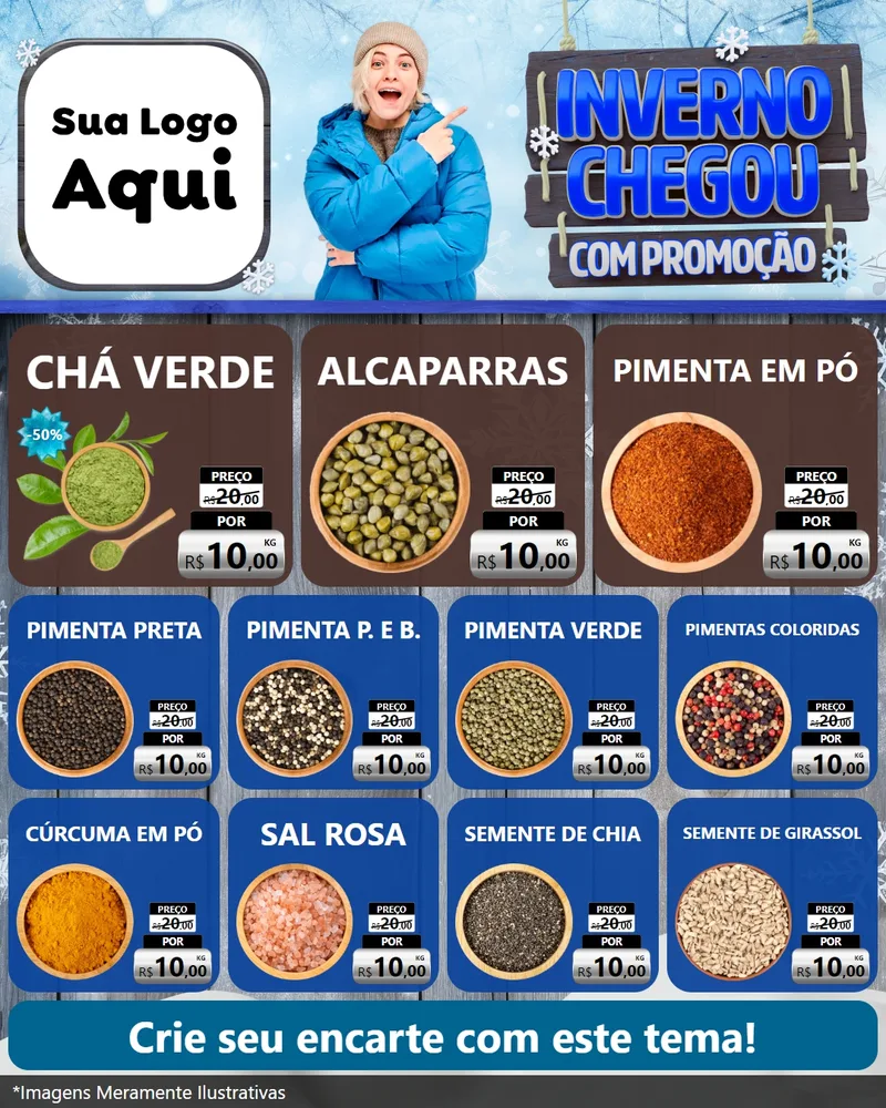 Modelo de Rede Social para Feed Instagram com o tema Inverno Chegou Com Promoção para Produtos Naturais