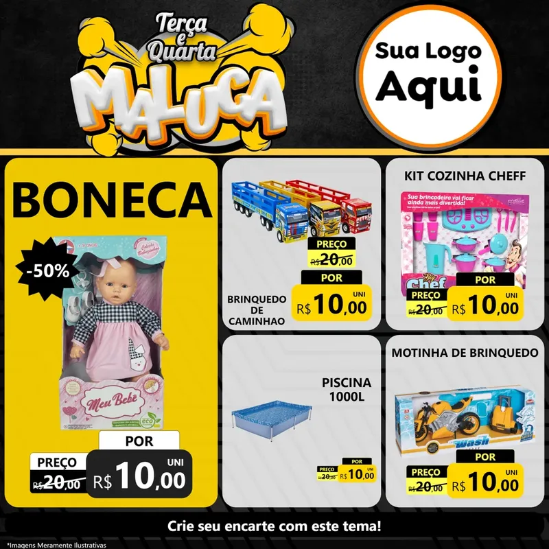 Modelo de Rede Social para Feed Facebook com o tema Terça e Quarta Maluca para Brinquedos