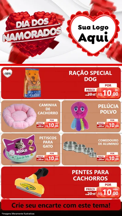Modelo de TV para TV Vertical com o tema Dia dos Namorados para Pet Shop