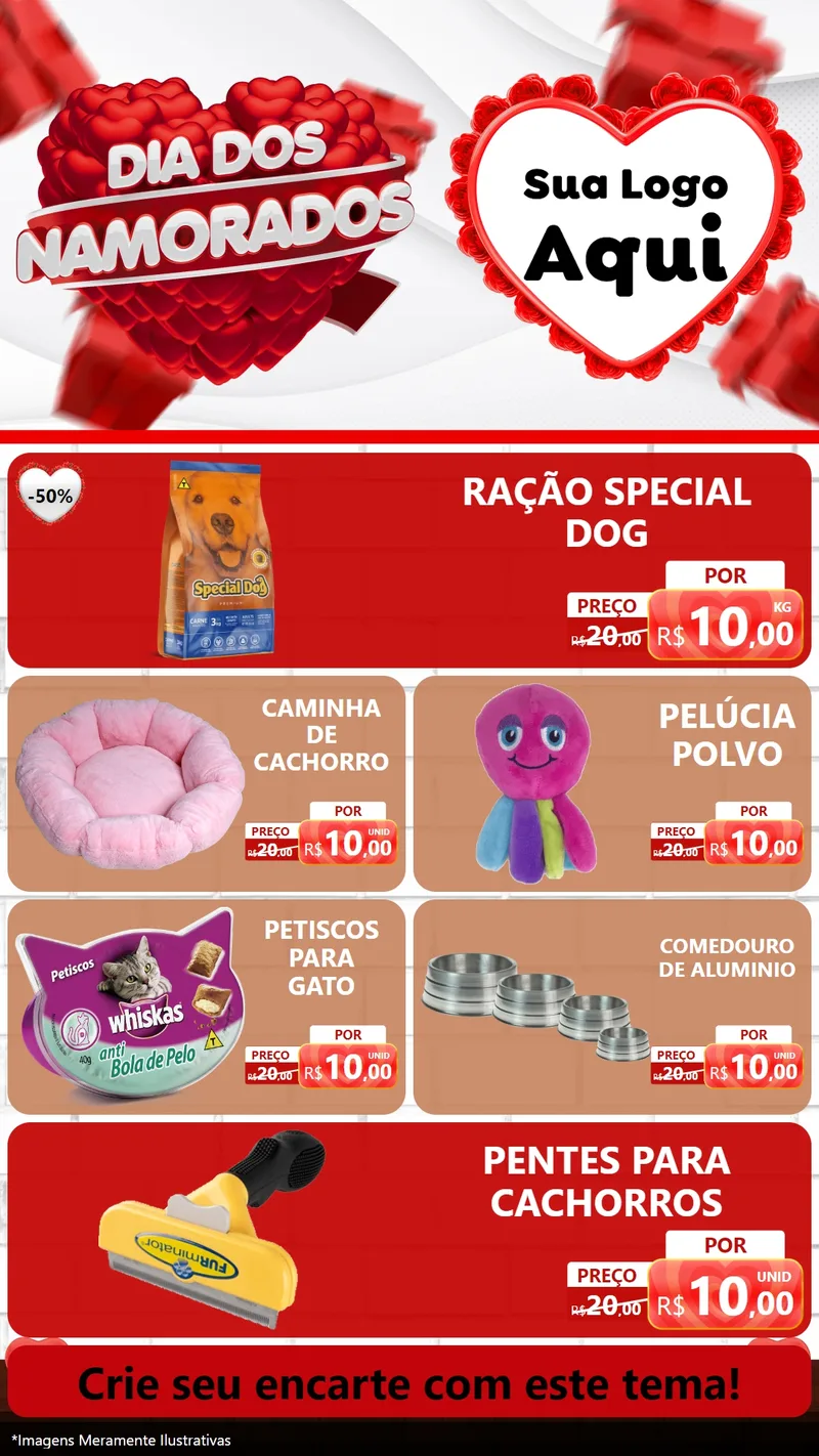 Modelo de TV para TV Vertical com o tema Dia dos Namorados para Pet Shop