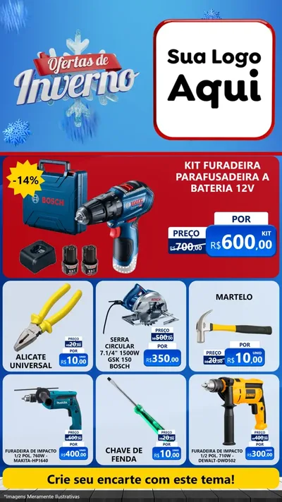 Modelo de Rede Social para Stories com o tema Ofertas de Inverno para Maquinas e Ferramentas