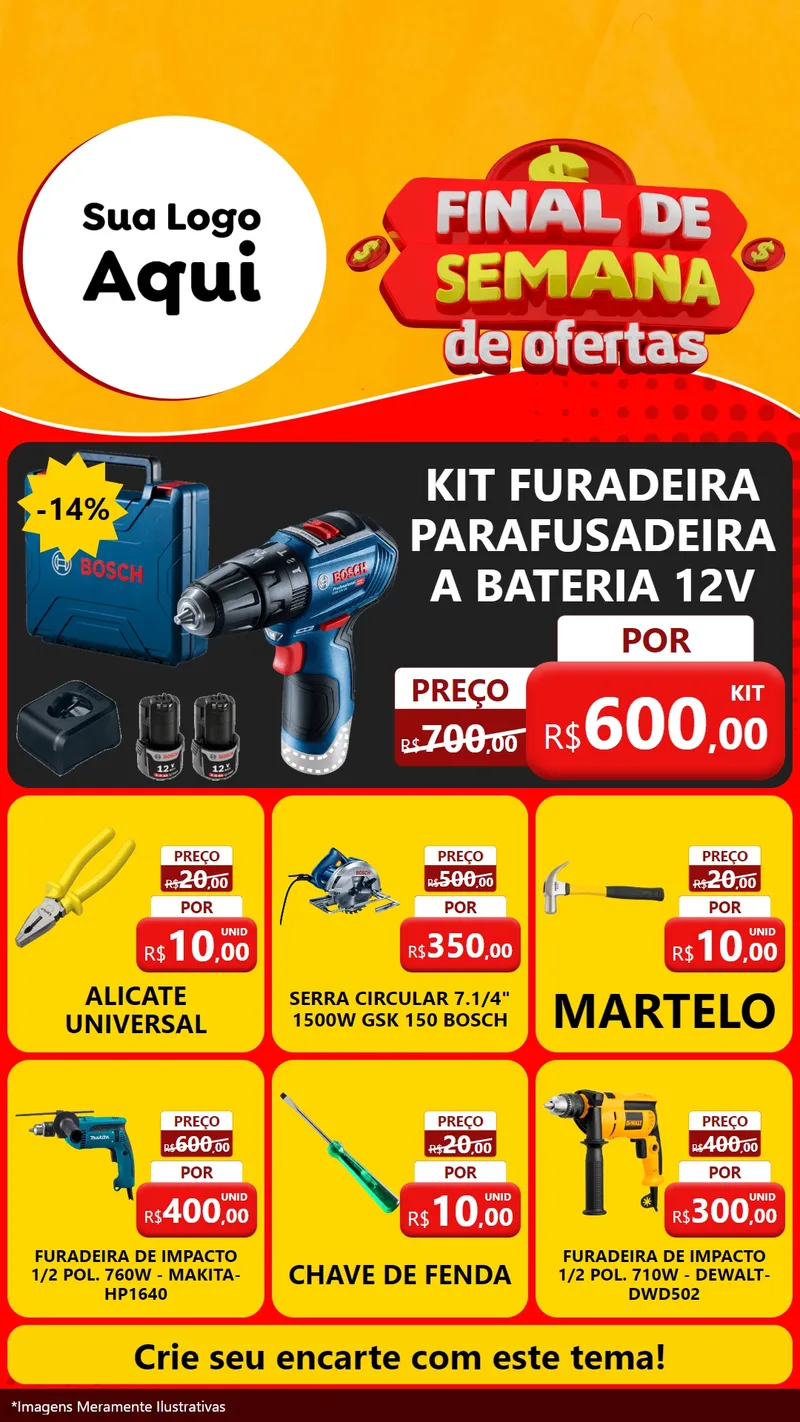 Modelo de Rede Social para Stories com o tema Final de Semana de Ofertas para Maquinas e Ferramentas