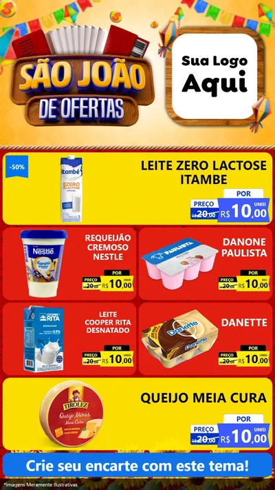 Modelo de TV para TV Vertical com o tema São João de Ofertas para Frios e Laticínios