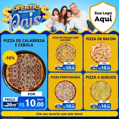 Modelo de Rede Social para Feed Facebook com o tema Ofertas do Dia dos Pais para Pizzaria