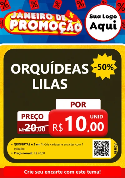 Modelo de Cartaz para Cartaz A4 Vertical com o tema Janeiro de Promoção para Floricultura e jardim