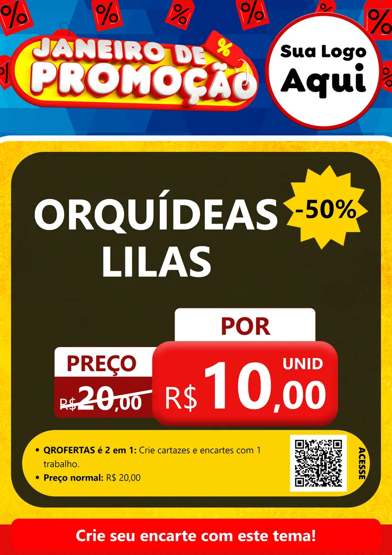 Modelo de Cartaz para Cartaz A4 Vertical com o tema Janeiro de Promoção para Floricultura e jardim