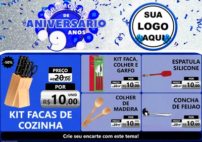 Modelo de Encarte para Encarte A4 Horizontal com o tema Promoção de Aniversário - 9 Anos para Utilidades Domésticas