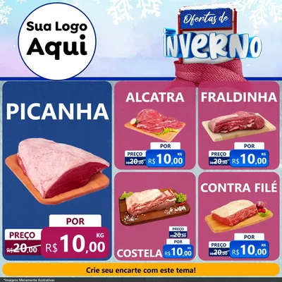 Modelo de Rede Social para Feed Facebook com o tema Ofertas de Inverno para Açougue