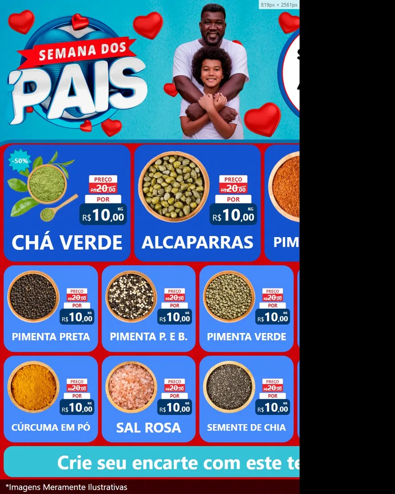 Modelo de Rede Social para Feed Instagram com o tema Semana Dos Pais para Produtos Naturais