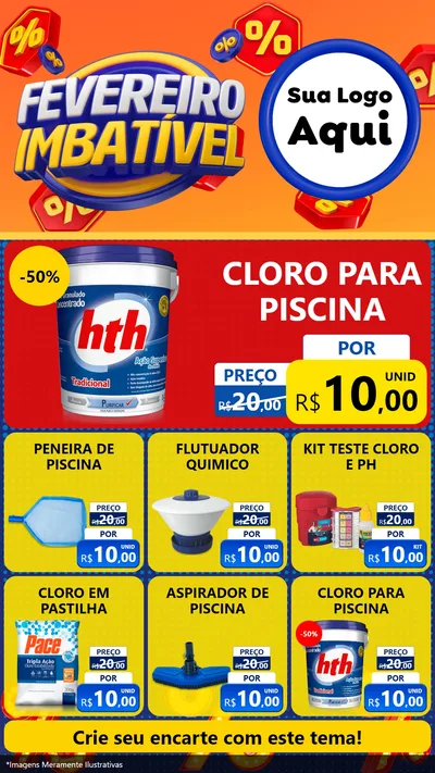 Modelo de Rede Social para Stories com o tema Fevereiro Imbatível para Produtos para Piscina