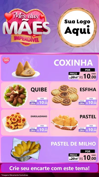 Modelo de TV para TV Vertical com o tema Mês das Mães Imperdível para Salgadaria