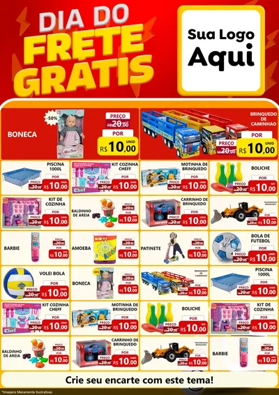 Modelo de Encarte para Encarte A4 Vertical com o tema Dia do Frete Grátis para Brinquedos