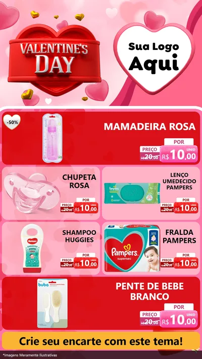 Modelo de TV para TV Vertical com o tema Valentine's Day para Bebês