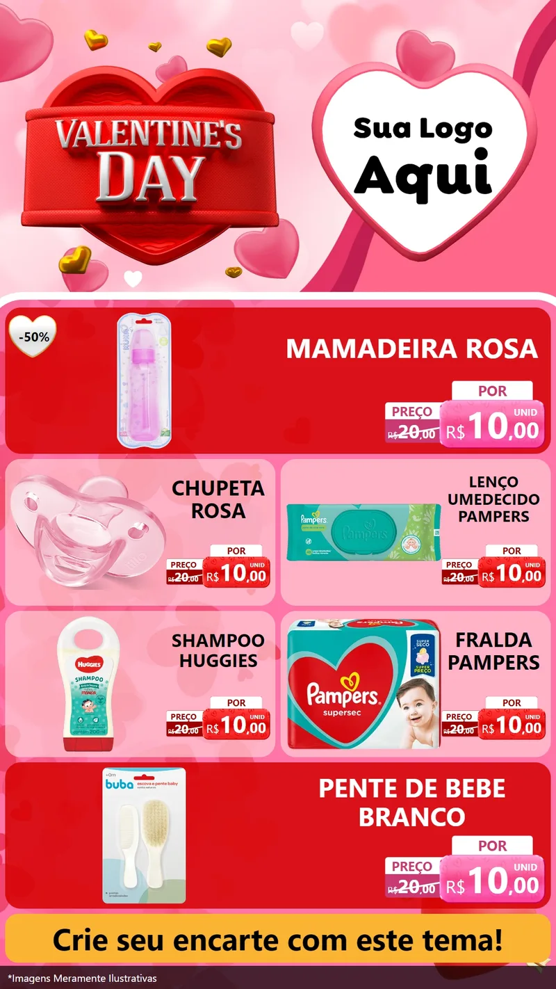 Modelo de TV para TV Vertical com o tema Valentine's Day para Bebês