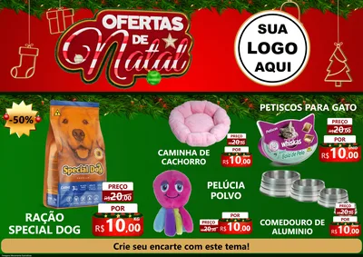 Modelo de Encarte para Encarte A4 Horizontal com o tema Ofertas de Natal para Pet Shop