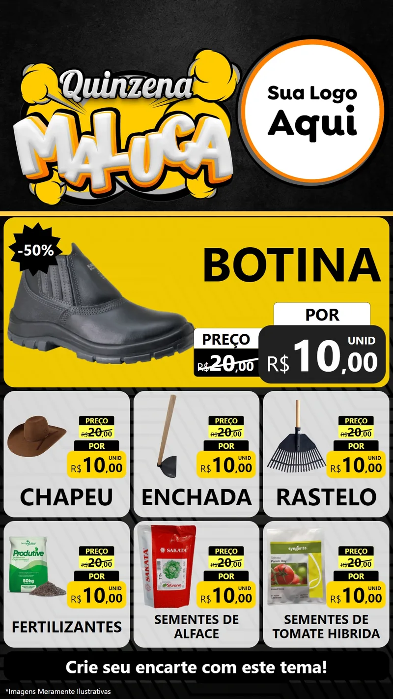 Modelo de Rede Social para Stories com o tema Quinzena Maluca para Agropecuária