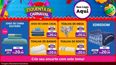 Modelo de TV para TV Horizontal com o tema Esquenta de Carnaval para Cama, Mesa e Banho