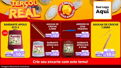 Modelo de TV para TV Horizontal com o tema Terçou do Real para Armarinho e Aviamentos