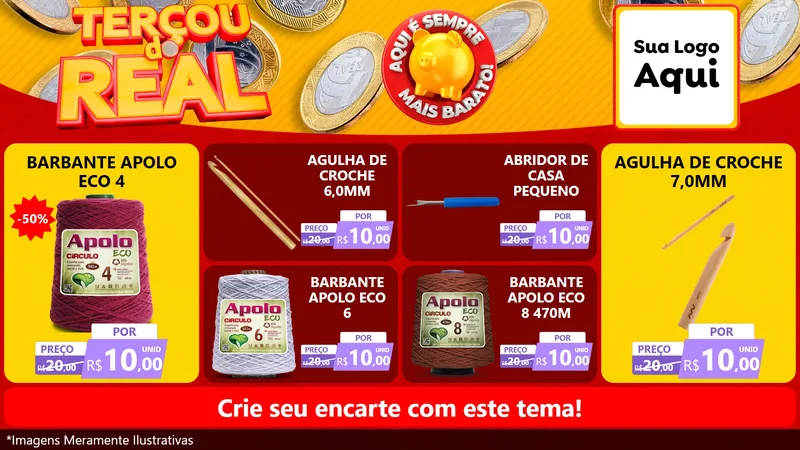 Modelo de TV para TV Horizontal com o tema Terçou do Real para Armarinho e Aviamentos