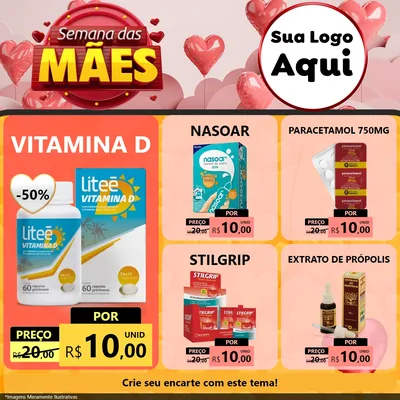 Modelo de Rede Social para Feed Facebook com o tema Semana das Mães para Farmácia
