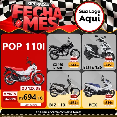 Modelo de Rede Social para Feed Facebook com o tema Operação Fecha Mês - Auto Moto para Concessionaria de Motos