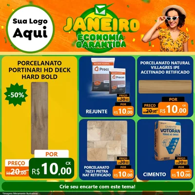 Modelo de Rede Social para Feed Facebook com o tema Janeiro - Economia Garantida para Pisos e revestimentos