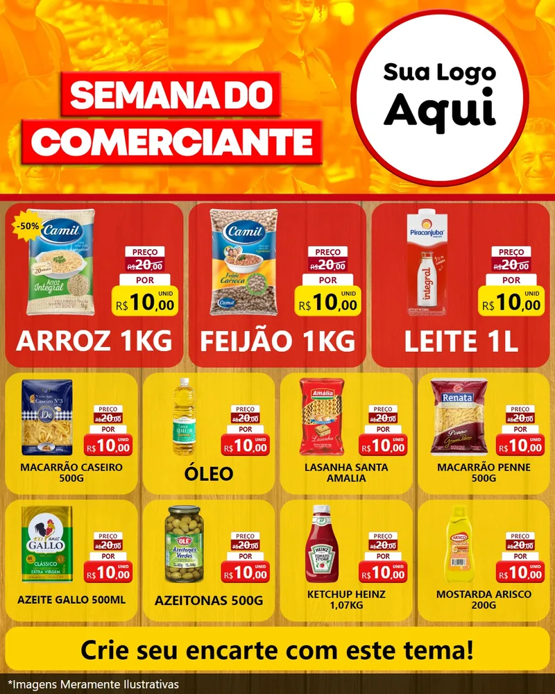 Modelo de Rede Social para Feed Instagram com o tema Semana do Comerciante para Supermercado