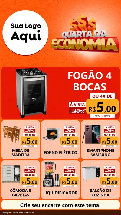 Modelo de Rede Social para Stories com o tema Quarta da Economia para Móveis e Eletro
