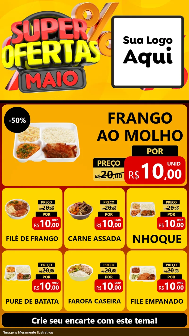 Modelo de Rede Social para Stories com o tema Super Ofertas Maio para Restaurante