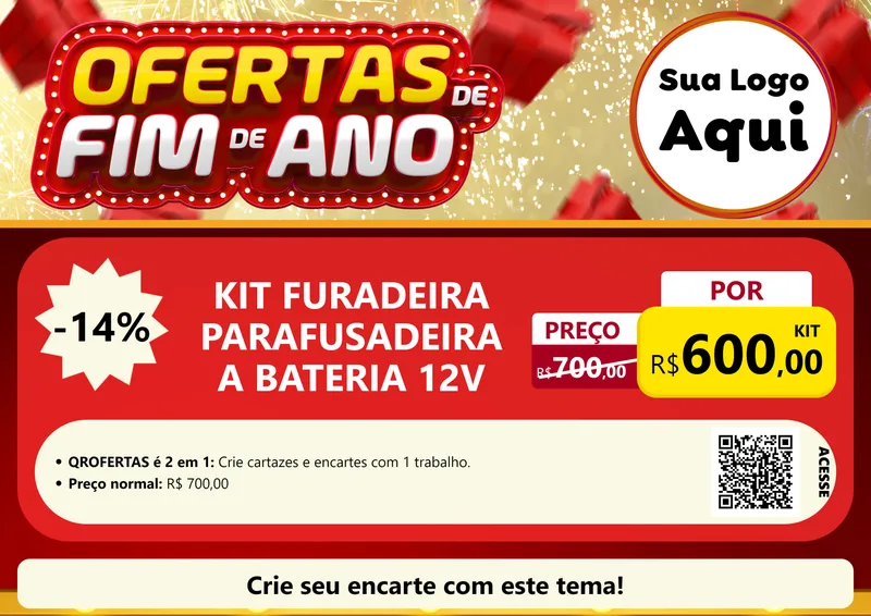 Modelo de Cartaz para Cartaz A4 Horizontal com o tema Ofertas de Fim de Ano para Maquinas e Ferramentas