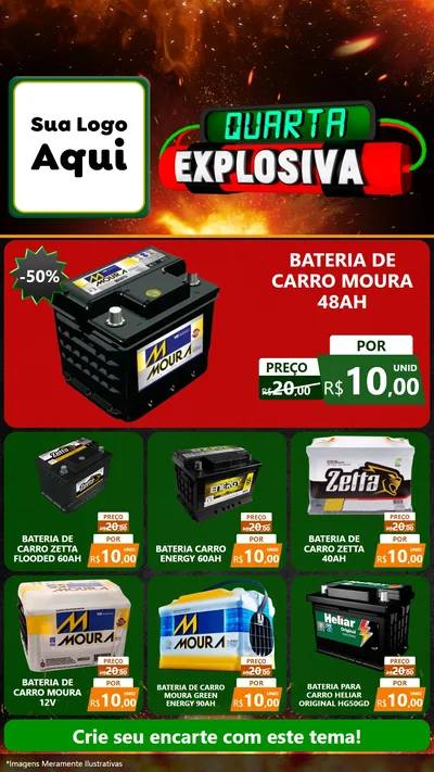 Modelo de Rede Social para Stories com o tema Quarta Explosiva para Baterias Elétricas