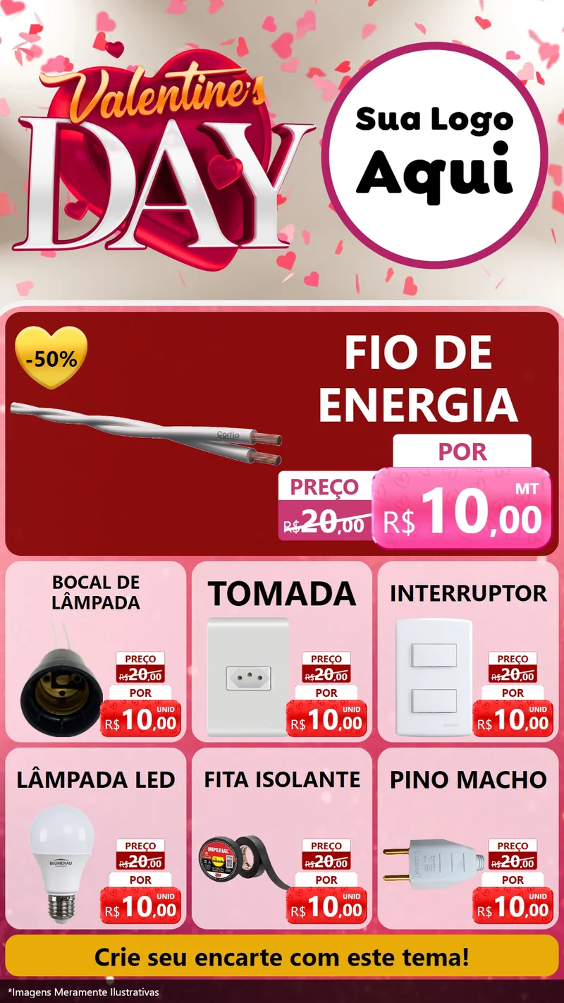 Modelo de Rede Social para Stories com o tema Valentine's Day para Materiais Elétricos