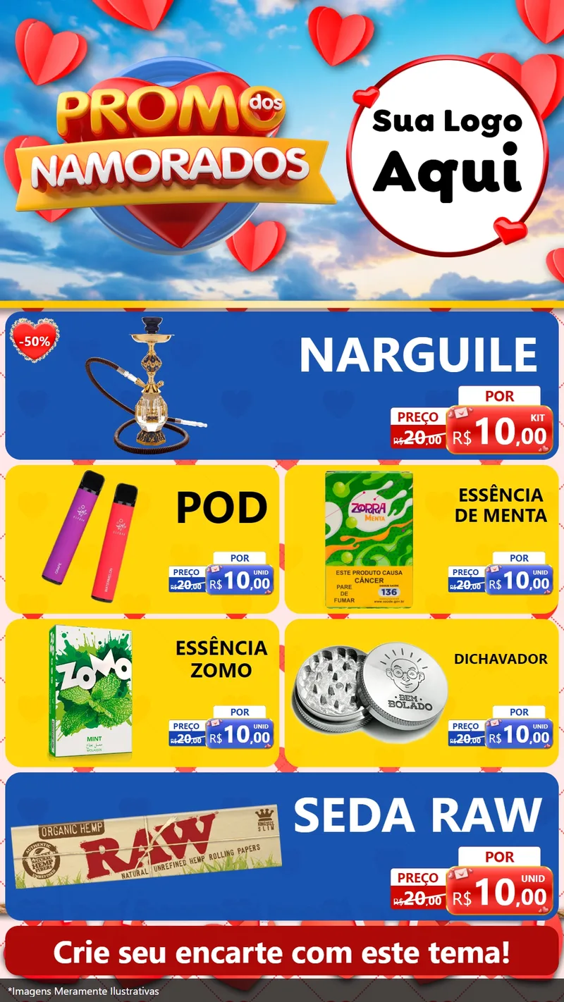 Modelo de TV para TV Vertical com o tema Promo dos Namorados para Tabacaria